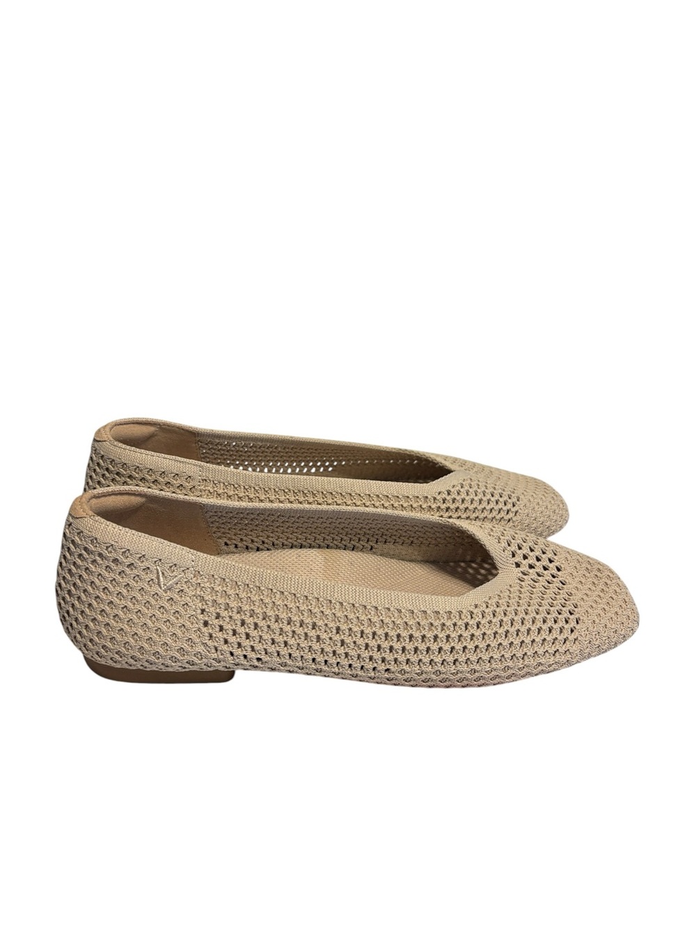 Vivaia Square Toe V-Cut Mesh Flats Margot 2.0 Almond Mesh Size 40.5 Office Work